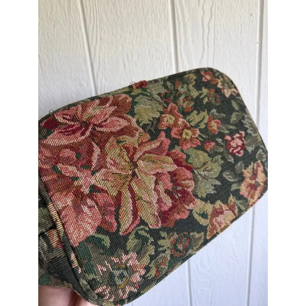 Vintage American Flyer Floral Tapestry Carpet Bag Weekender Duffel Travel Bag